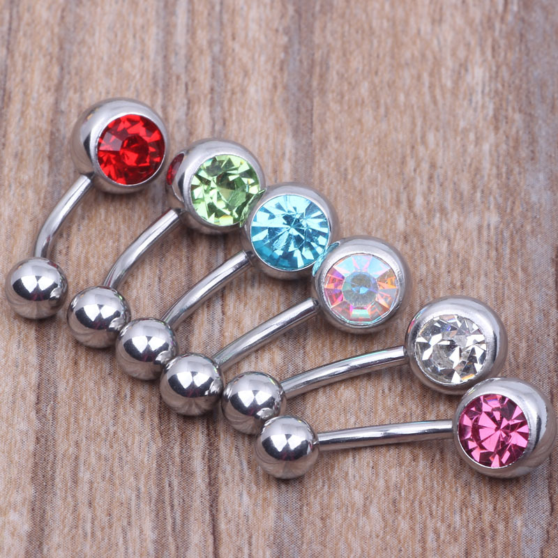 DIY 1.6mm Thick Diamond CZ Nail Ring Titanium Steel Belly Button Ring Outlet - Image 3