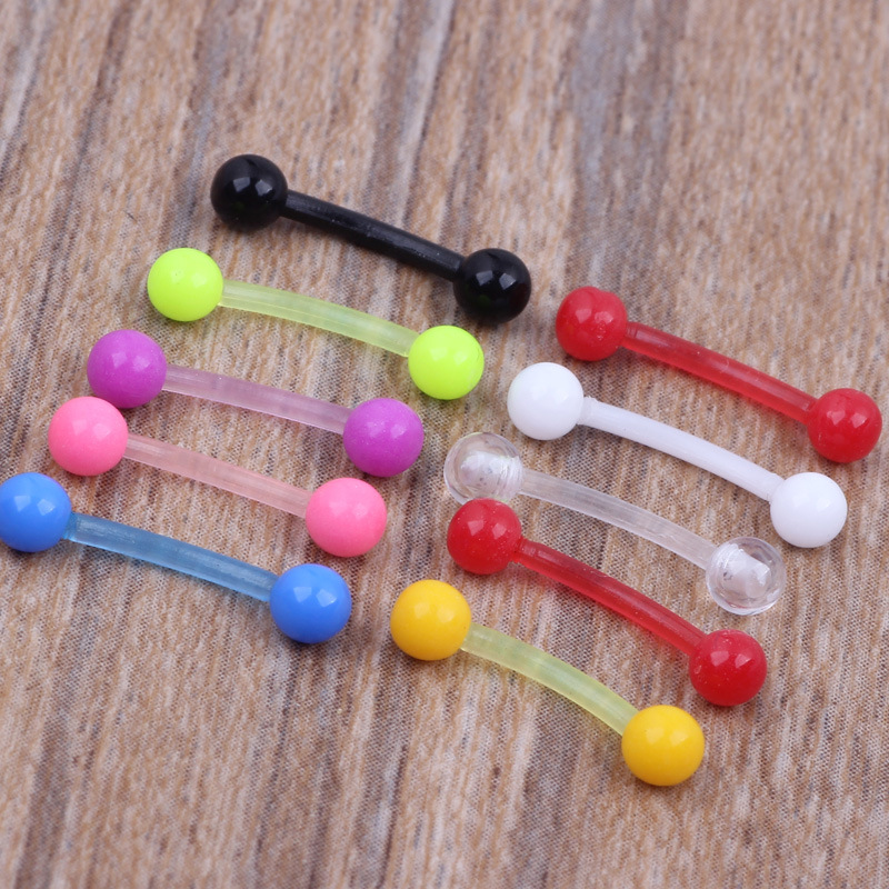 Fashion Trend Curved Ball Candy Color Eyebrow Nail Earrings Basic Piercing Jewelry Acrylic Clear - Image 2