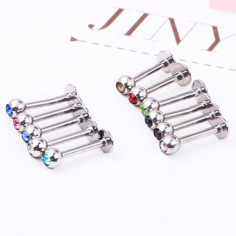 Dark Blue Rhinestone Tragus Cartilage Lip Barbell 316L Surgical Steel Ear Bone Stud Punk Piercing Jewelry - Image 2