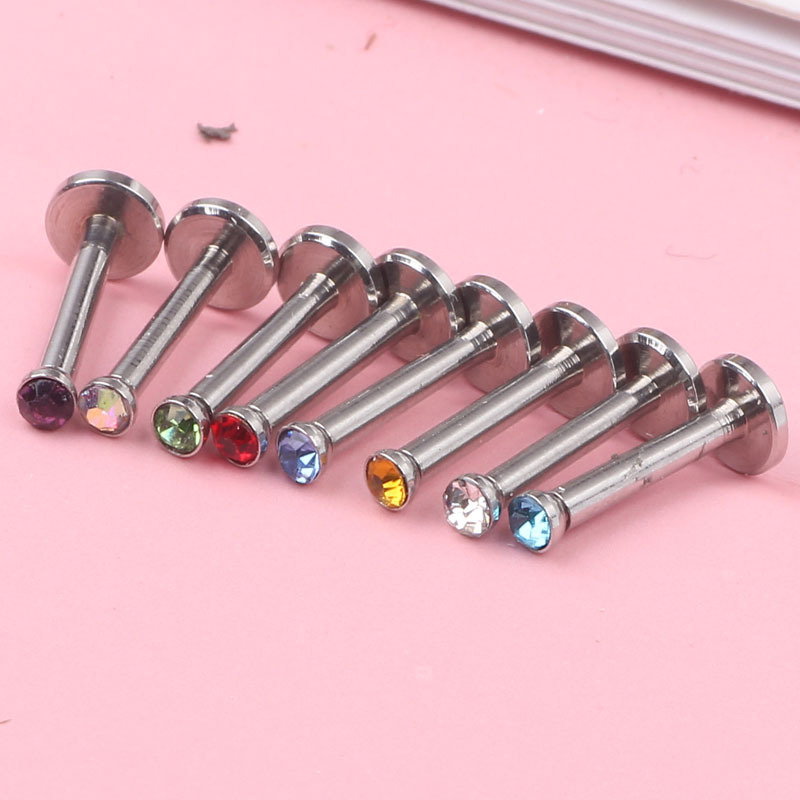 8mm Black Stainless Steel Flat T Rod Lip Piercing Jewelry Wholesale - Image 2