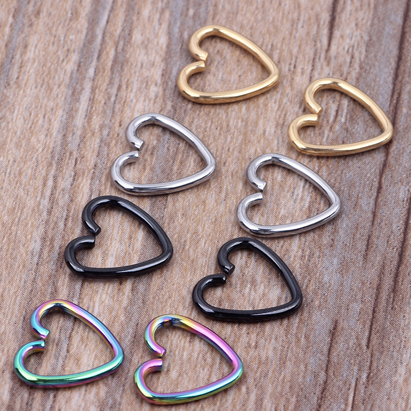 0.8mm 20G Heart Shaped Nose Clip Nose Ring Ear Clip Ear Stud Ear Bone Stud Body Jewelry Stainless Steel - Image 5