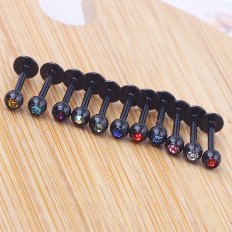 Black Rod Drill Earrings 316L Surgical Steel Lip Piercing Studs Wholesale Body Jewelry - Image 5