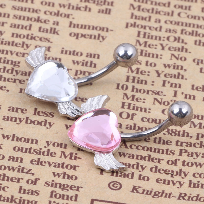 2015 Amazon Hot Selling Angel Heart-Shaped Wings Cute Navel Ring Navel Piercing Jewelry - Image 5