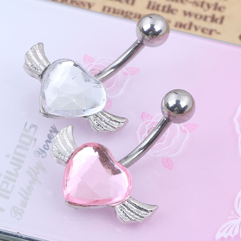 2015 Amazon Hot Selling Angel Heart-Shaped Wings Cute Navel Ring Navel Piercing Jewelry - Image 3