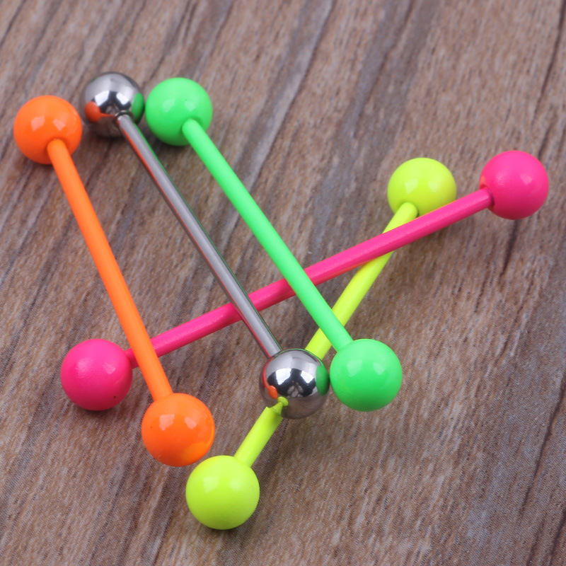 Candy Color Industrial Long Rod Tongue Stud Earrings Industrial Ear Bone Stud Magic Color Series Small Jewelry Wholesale - Image 4