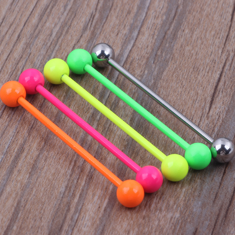 Candy Color Industrial Long Rod Tongue Stud Earrings Industrial Ear Bone Stud Magic Color Series Small Jewelry Wholesale - Image 2