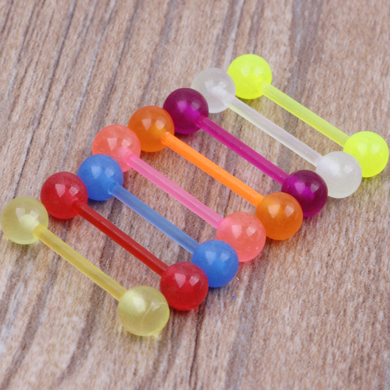 7 Pcs Mixed Color UV Glow Nipple Ring Tongue Nail Ear Studs Piercing Jewelry Set Stainless Steel - Image 2