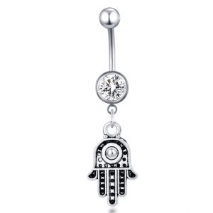 New Popular Huashan Hand Pendant Belly Button Ring Navel Stud Ear Studs Body Jewelry Stainless Steel
