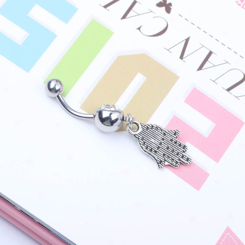 New Popular Huashan Hand Pendant Belly Button Ring Navel Stud Ear Studs Body Jewelry Stainless Steel - Image 3