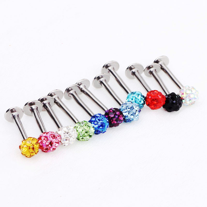 Shambala Round Ball Lip Studs, Ear Cartilage Studs, Nose Studs, Eyebrow Studs - Geometric Blue Diamond Piercing Jewelry Wholesale - Image 4