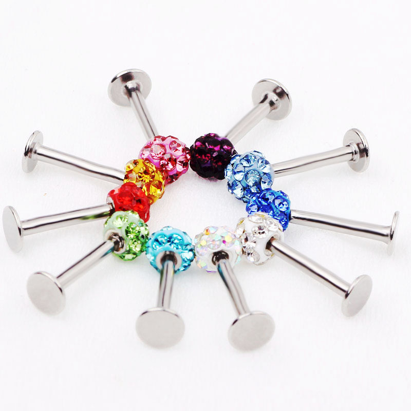 Shambala Round Ball Lip Studs, Ear Cartilage Studs, Nose Studs, Eyebrow Studs - Geometric Blue Diamond Piercing Jewelry Wholesale - Image 5
