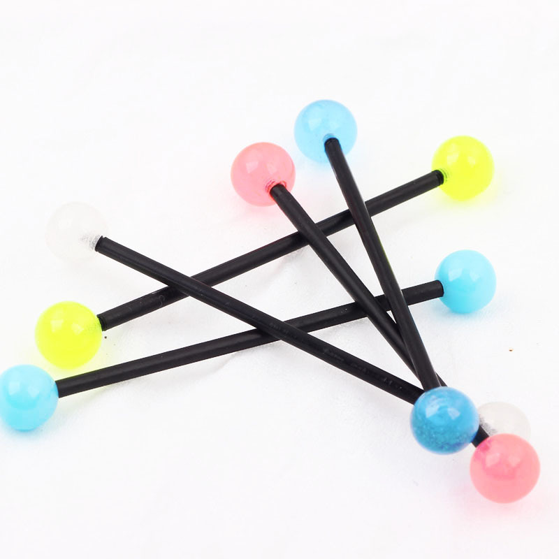 UV Glow Acrylic Teardrop Industrial Barbell Earring - Non-Allergic Non-Toxic Pink - Image 5