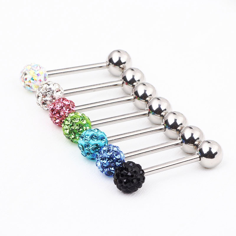 Special Promotion Titanium Steel Shambhala Austrian Earring Tongue Ring Female Breast Ring Full Diamond Ball - Image 2