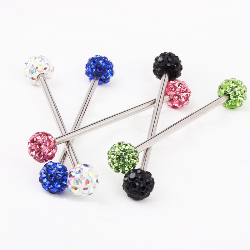 Amazon Hot Czech Drill Long Soft Ear Bone Nail Drill Ball Industrial Dumbbell Barbell Puncture Jewelry Wholesale - Acrylic Geometric Earring - Image 4