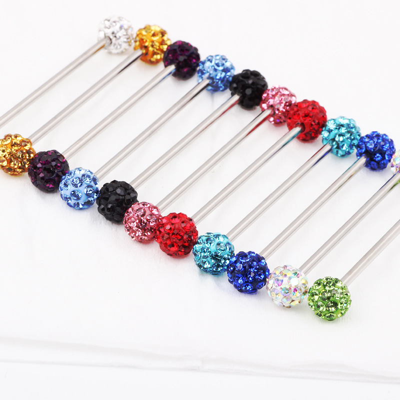 Amazon Hot Czech Drill Long Soft Ear Bone Nail Drill Ball Industrial Dumbbell Barbell Puncture Jewelry Wholesale - Acrylic Geometric Earring - Image 3