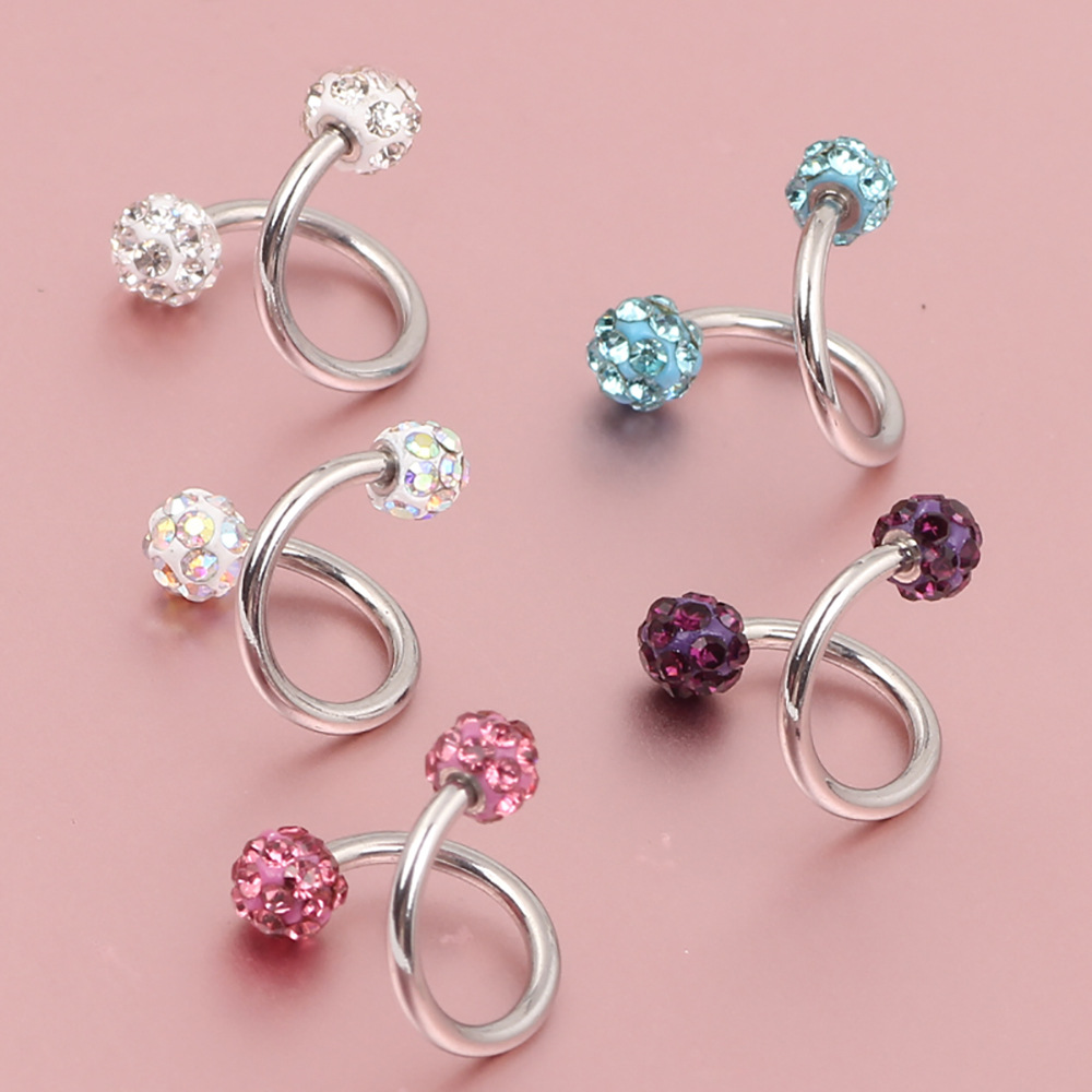 Full Drill Ball Titanium Steel Earrings Shambhala Broken Diamond Colored Diamond Ball Ear Bone Nail S Rod 3.5mm Ball CZ - Image 4