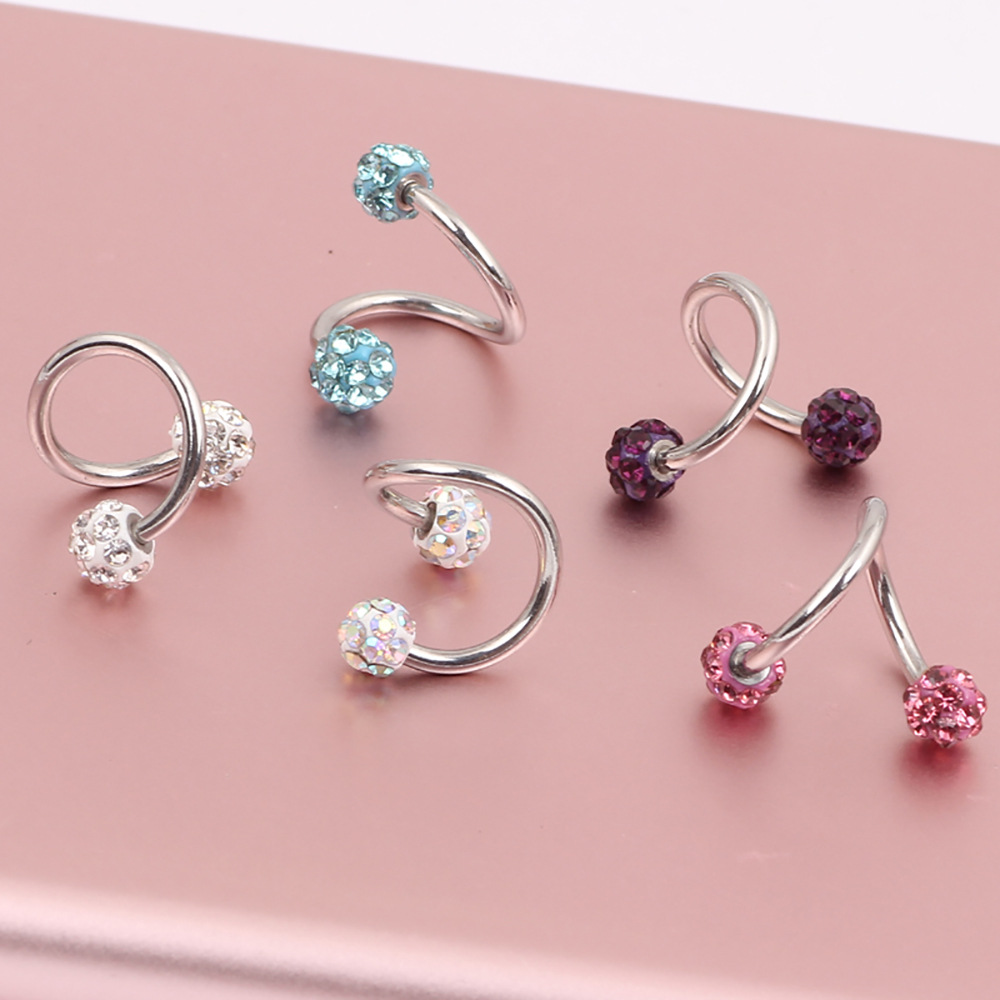 Full Drill Ball Titanium Steel Earrings Shambhala Broken Diamond Colored Diamond Ball Ear Bone Nail S Rod 3.5mm Ball CZ - Image 3