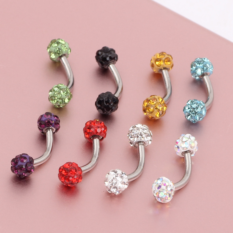 Fashion Trend Curved Ball Shambhala Colorful Eyebrow Nose Lip Earring Basic Piercing Jewelry 316L Surgical Steel - Image 2