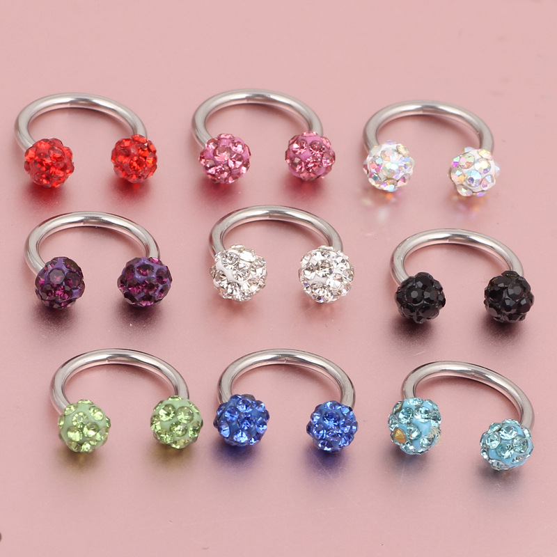 Gold Shambhala Ball Ear Studs Nose Nail Eyebrow Nail Lip Nail Ear Cartilage C Rod Non Allergic 316L Surgical Steel - Image 2