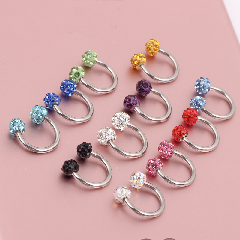 Gold Shambhala Ball Ear Studs Nose Nail Eyebrow Nail Lip Nail Ear Cartilage C Rod Non Allergic 316L Surgical Steel - Image 5