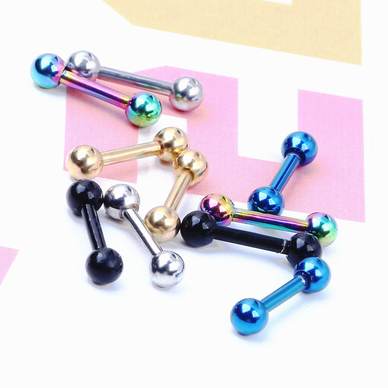 Cosshuo 3mm Dumbbell Ball Earrings Rose Gold Titanium Steel Geometric Stud Earrings - Image 2