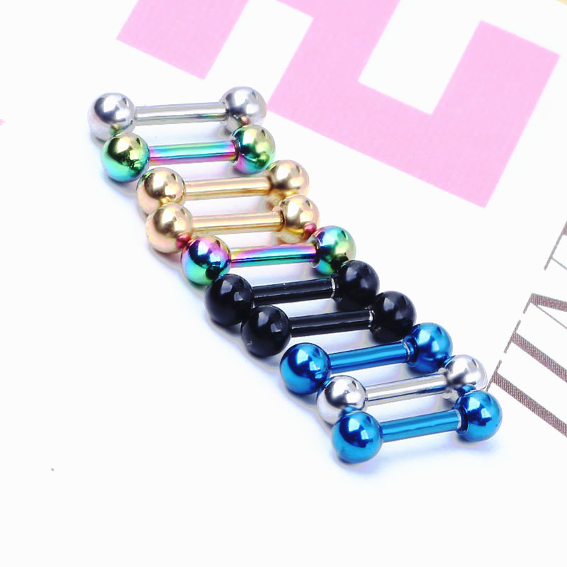 Cosshuo 3mm Dumbbell Ball Earrings Rose Gold Titanium Steel Geometric Stud Earrings - Image 3