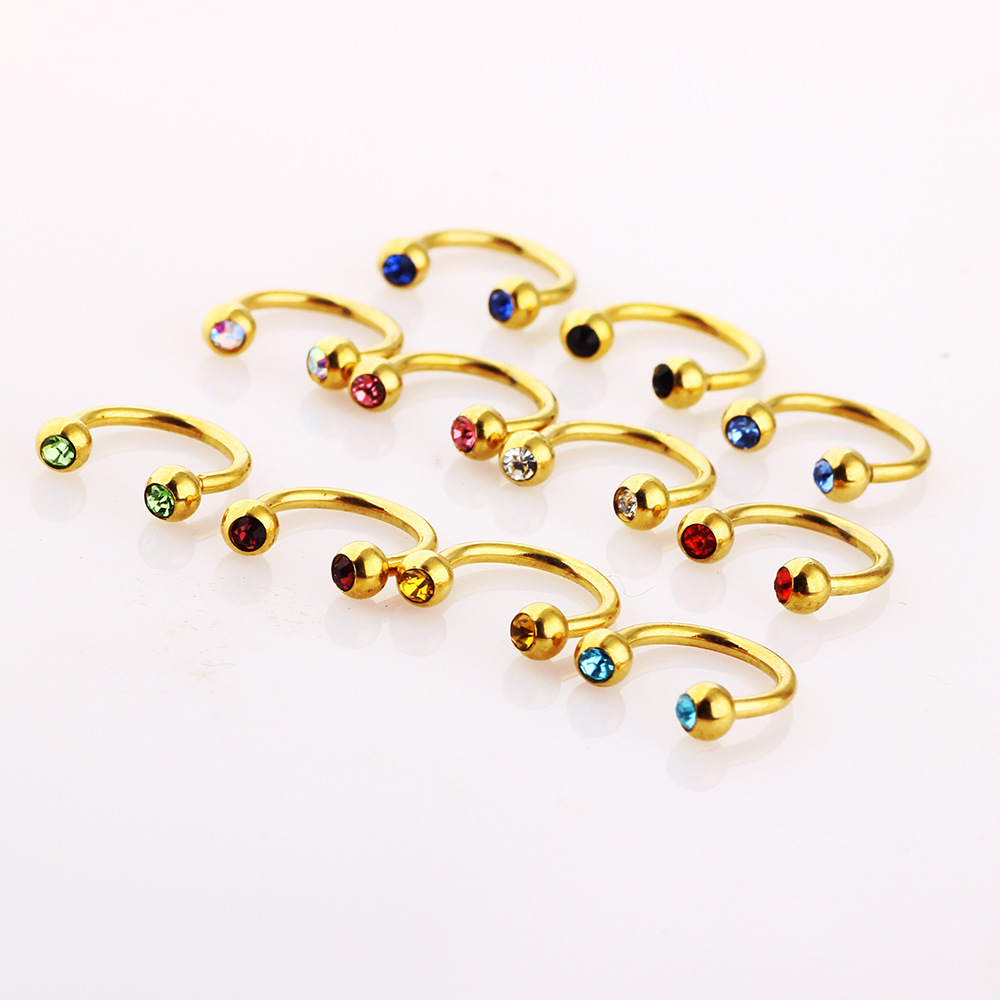 Fashion Metal Nose Ring Stainless Steel C Shape Nail Piercing Jewelry - Geometric Star Motif - Image 3