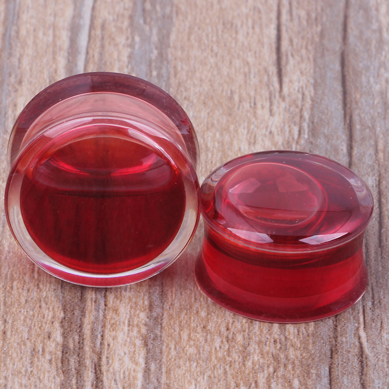 Acrylic Red Liquid Ear Expander Ear Studs 20mm Ear Plug Earring - Image 2