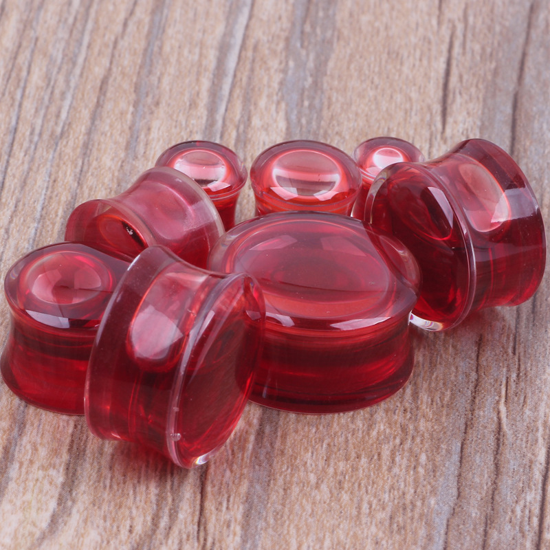 Acrylic Red Liquid Ear Expander Ear Studs 20mm Ear Plug Earring - Image 5