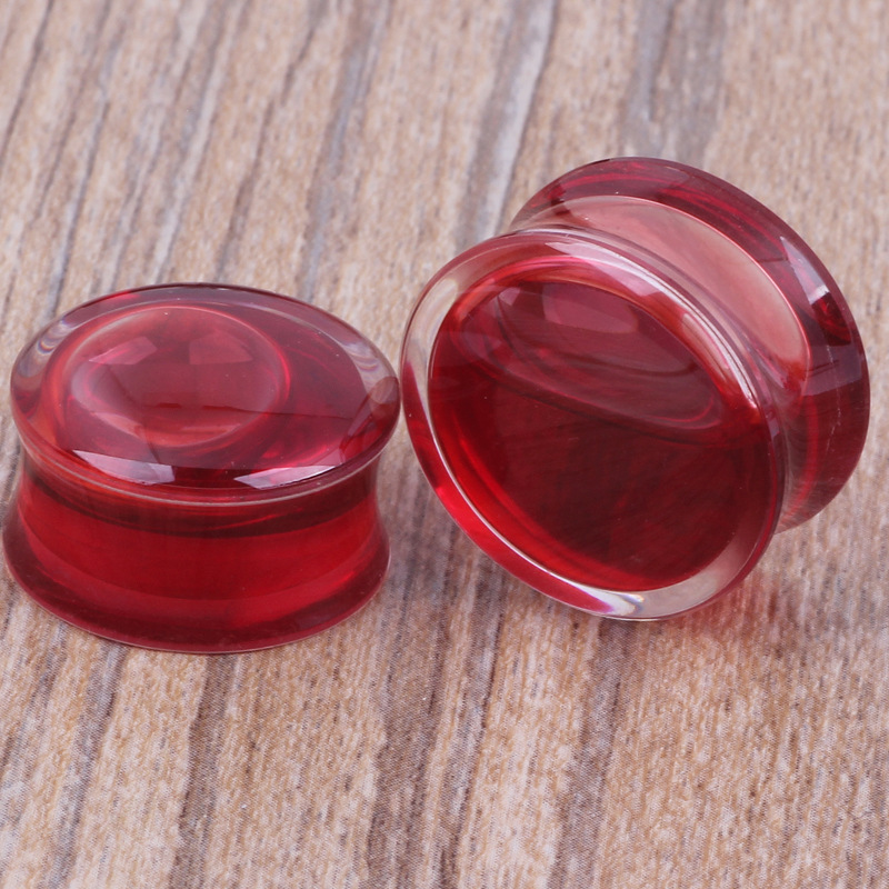Acrylic Red Liquid Ear Expander Ear Studs 20mm Ear Plug Earring - Image 3