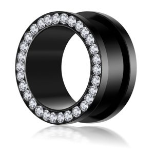 Black Clip Drill I-Shaped Ear Expander Earring 16mm Stainless Steel Body Jewelry
