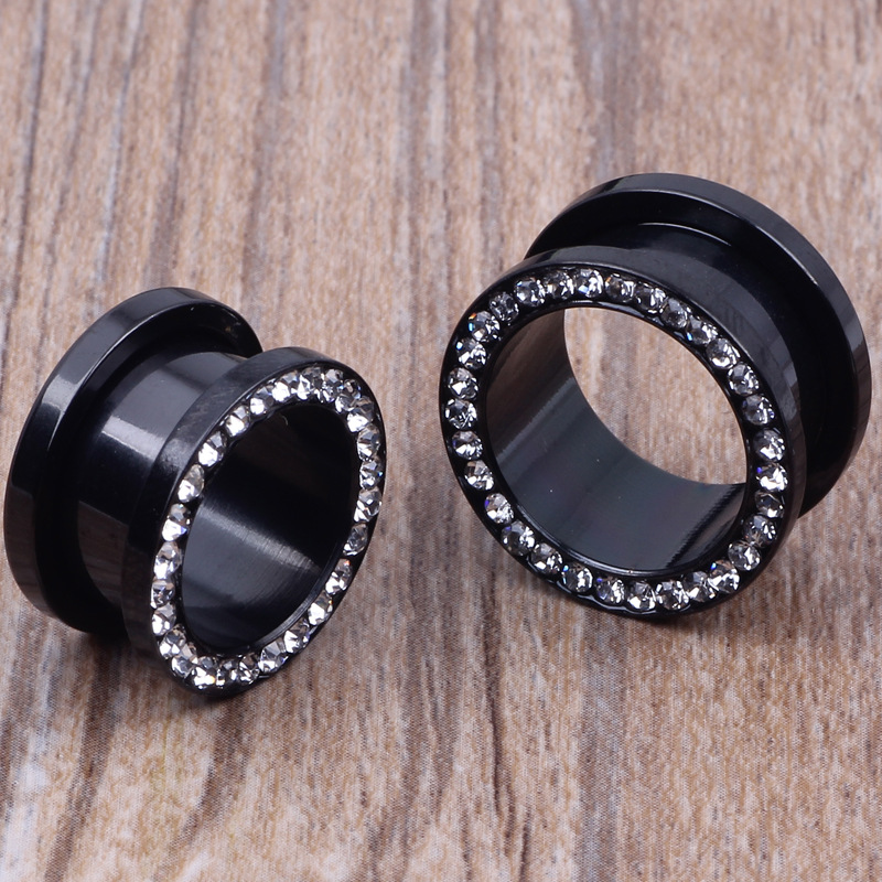 Black Clip Drill I-Shaped Ear Expander Earring 16mm Stainless Steel Body Jewelry - Image 4