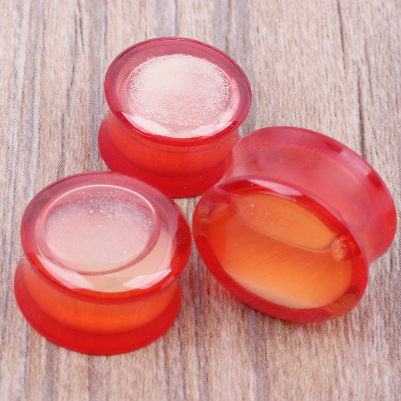 Acrylic Red Liquid Glow Ear Expander Plug – 20mm Transparent Bone Rod Earring for Gauged Ears - Image 4