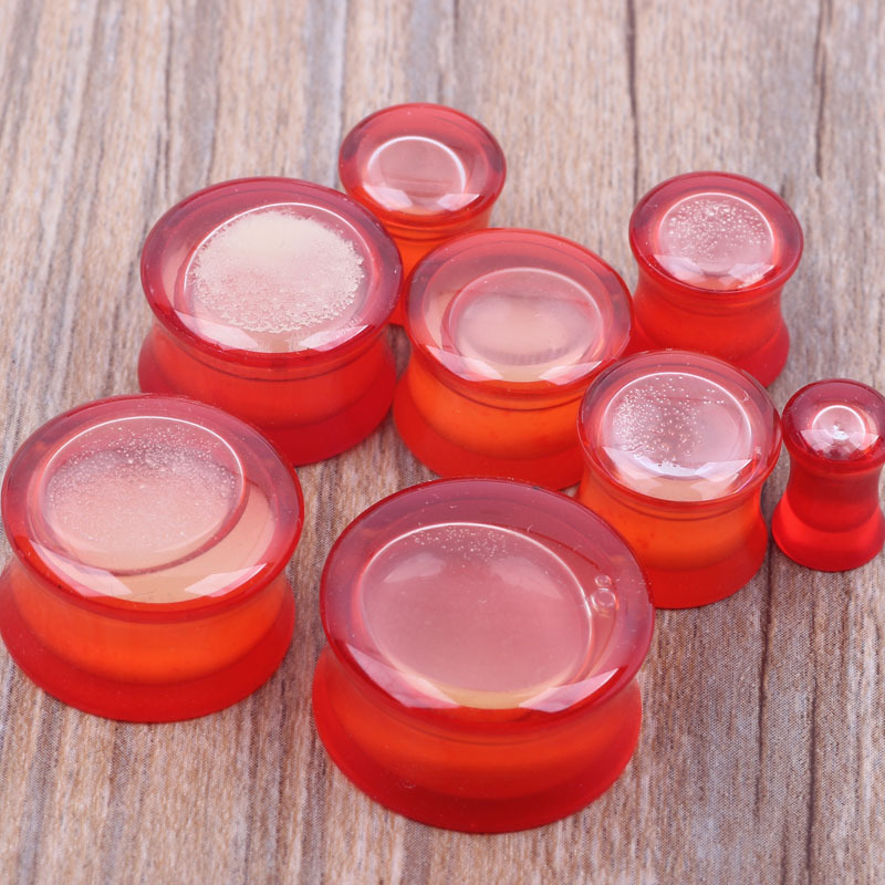 Acrylic Red Liquid Glow Ear Expander Plug – 20mm Transparent Bone Rod Earring for Gauged Ears - Image 5