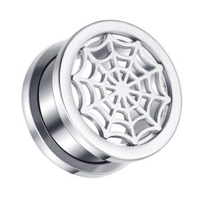 Stainless Steel Spider Mesh Ear Expander - 16mm Geometric Ear Plug for Stretched Earlobes
