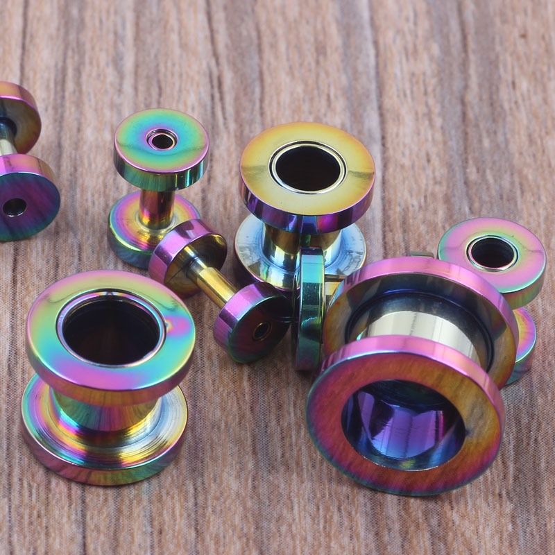10mm Colored Pulley Ear Expander, Stainless Steel/Titanium Steel Ear Piercing Jewelry, Hollow Taper Earrings - Image 3