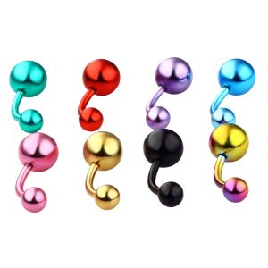 Stainless Steel Plated Multi-Color Double Steel Ball Navel Ring Belly Button Piercing Jewelry