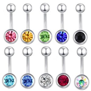 DIY 1.6mm Thick Diamond CZ Nail Ring Titanium Steel Belly Button Ring Outlet