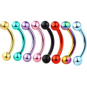 Lily Pattern Silver Curved Barbell 316L Surgical Steel Body Piercing Jewelry for Ear Lip Nose Tongue Eyebrow