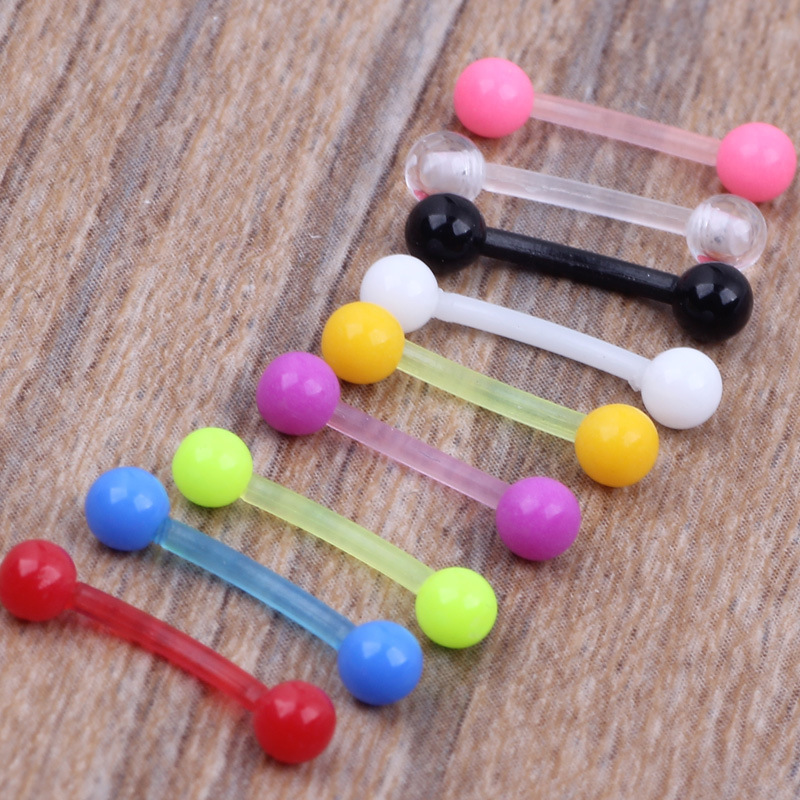 Fashion Trend Curved Ball Candy Color Eyebrow Nail Earrings Basic Piercing Jewelry Acrylic Clear - Image 5