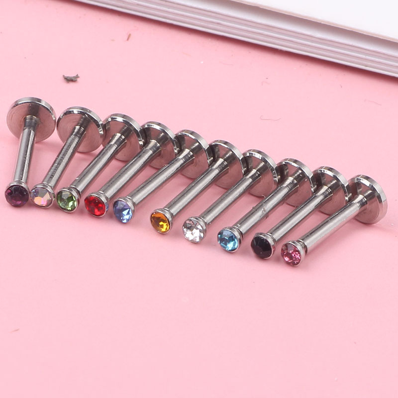 8mm Black Stainless Steel Flat T Rod Lip Piercing Jewelry Wholesale - Image 3