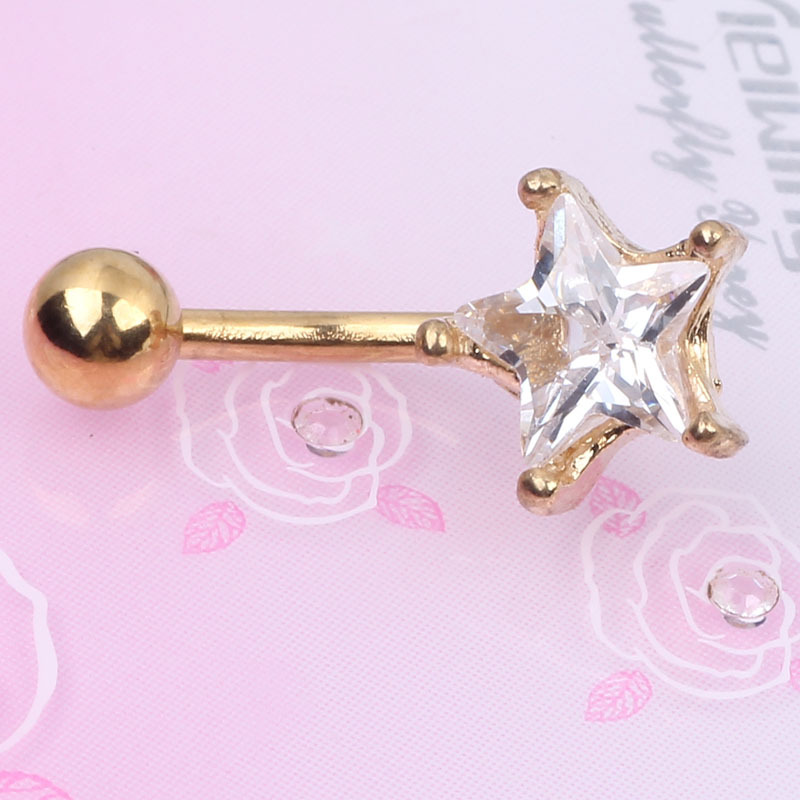 Gold Silver Love Star Belly Button Ring Body Piercing Jewelry Stainless Steel Five-pointed Star Belly Dance Navel Ring - Image 5