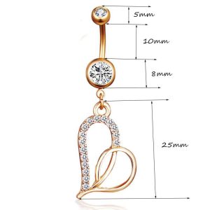 Heart-Shaped Belly Button Ring Navel Jewelry Stainless Steel Navel Ring for Women