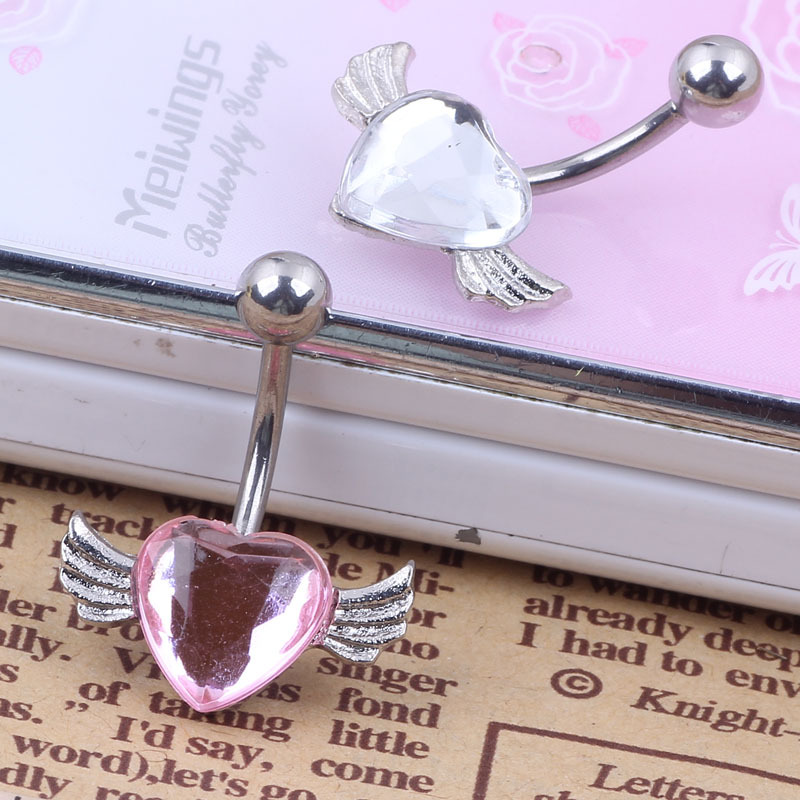 2015 Amazon Hot Selling Angel Heart-Shaped Wings Cute Navel Ring Navel Piercing Jewelry - Image 4