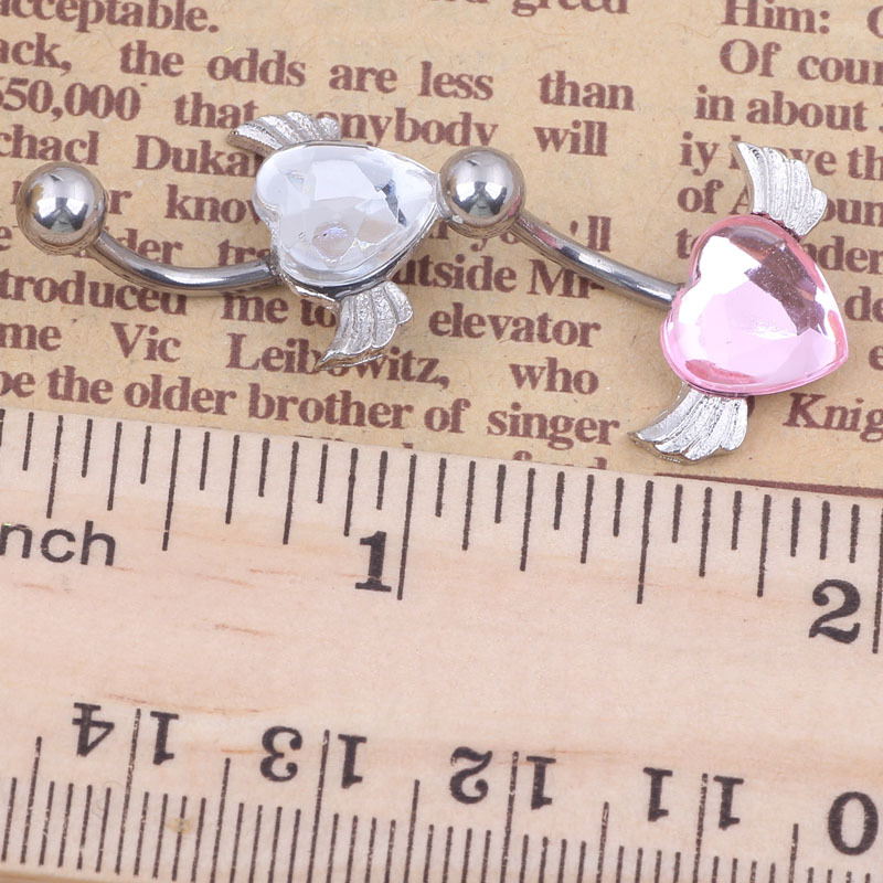 2015 Amazon Hot Selling Angel Heart-Shaped Wings Cute Navel Ring Navel Piercing Jewelry - Image 2