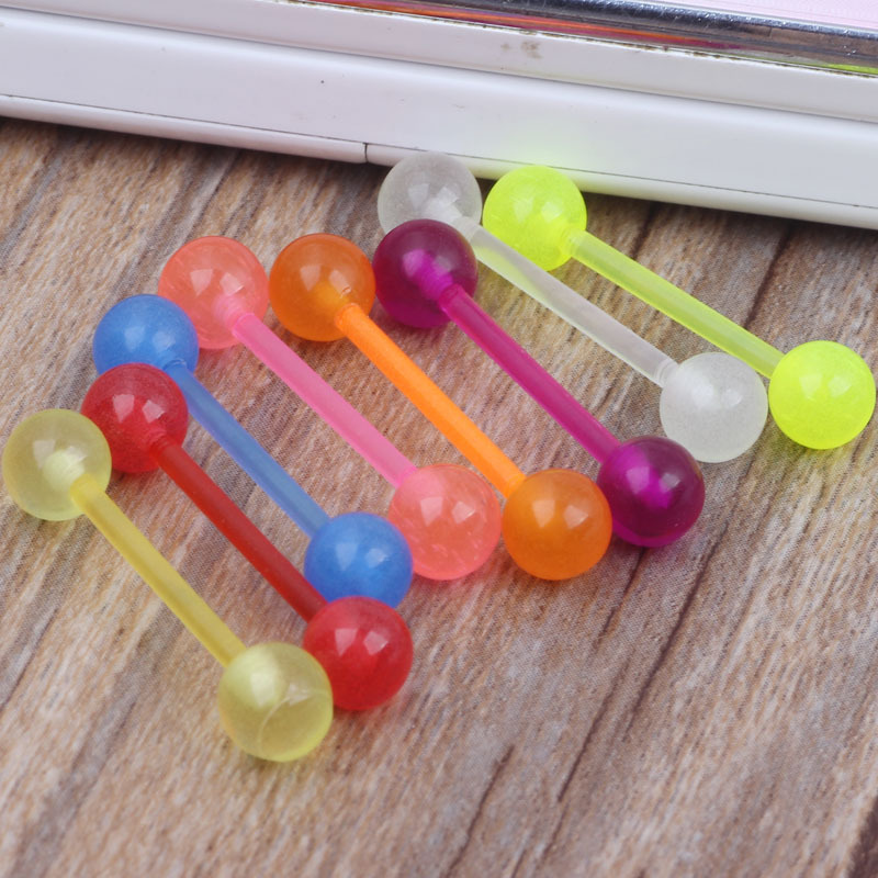 7 Pcs Mixed Color UV Glow Nipple Ring Tongue Nail Ear Studs Piercing Jewelry Set Stainless Steel - Image 4