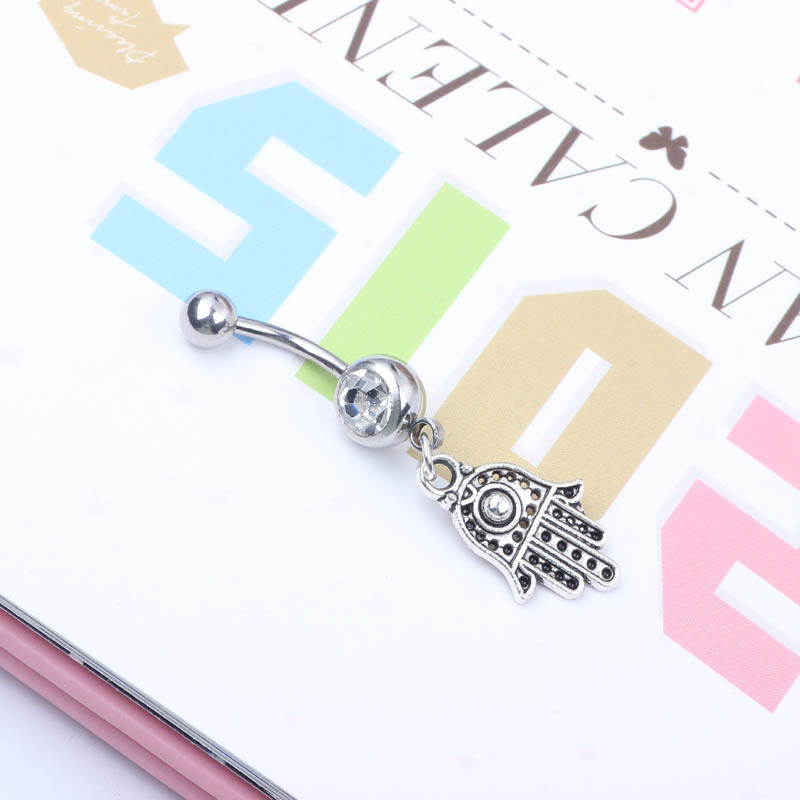 New Popular Huashan Hand Pendant Belly Button Ring Navel Stud Ear Studs Body Jewelry Stainless Steel - Image 4