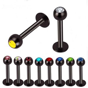 Black Rod Drill Earrings 316L Surgical Steel Lip Piercing Studs Wholesale Body Jewelry