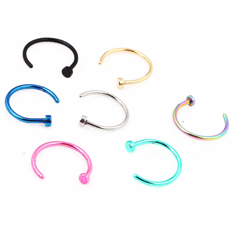 Stainless Steel Geometric Nose Ring Hoop 10mm Green - Korean Style Body Piercing Jewelry - Image 3