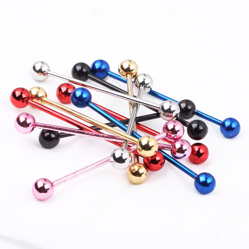 7 Color Rose Gold 316L Surgical Steel Industrial Ear Barbell Long Rod Piercing Jewelry - Image 2